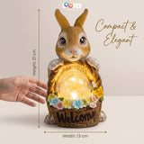Solar Rabbit Garden Statue with Flower Basket
