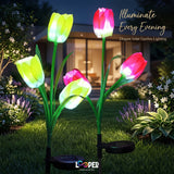 Solar Tulip Flower Garden Lights Set of 2
