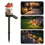 Solar Mushroom Hut Fairy Garden Light Red