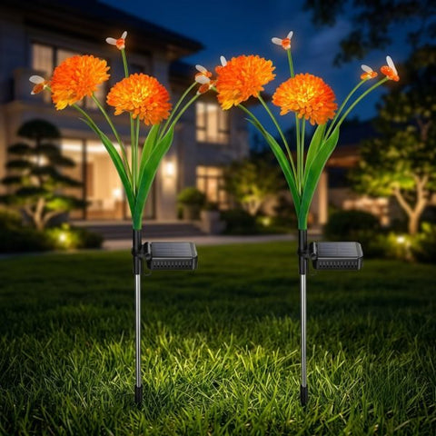 Set of 2 solar Mrhephaestus flower garden lights