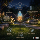 Solar Mushroom Hut Fairy Garden Light Dark Blue