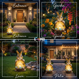 Solar Rabbit Garden Statue with Flower Basket