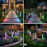 Solar Gladiolus Flower Garden Lights Set of 2