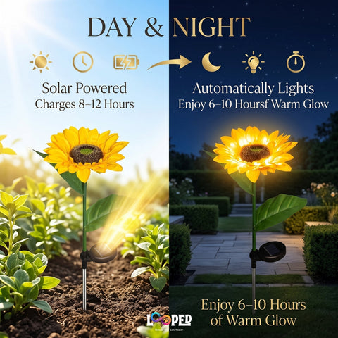 Solar Sunflower Garden Lights Set of 2