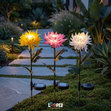 Set of 2 solar chrysanthemum flower garden lights
