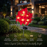 Solar Poinsettia Flower Garden Lights Set of 2