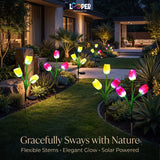 Solar Tulip Flower Garden Lights Set of 2