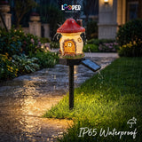 Solar Mushroom Hut Fairy Garden Light Red