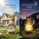 Solar Rabbit Garden Statue with Flower Basket