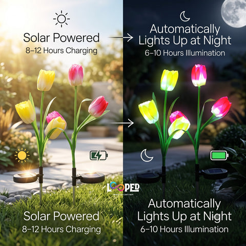 Solar Tulip Flower Garden Lights Set of 2