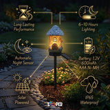 Solar Mushroom Hut Fairy Garden Light Light Blue