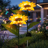 Set of 2 solar sunflower garden lights