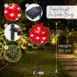 Solar Poinsettia Flower Garden Lights Set of 2