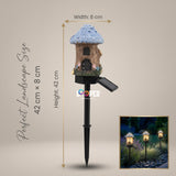 Solar Mushroom Hut Fairy Garden Light Light Blue