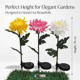 Solar Chrysanthemum Flower Garden Lights Set of 2