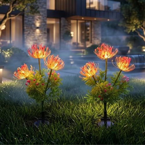 Set of 2 solar dandelion firework garden lights