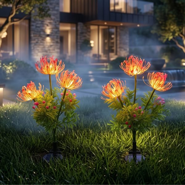 Set of 2 solar dandelion firework garden lights