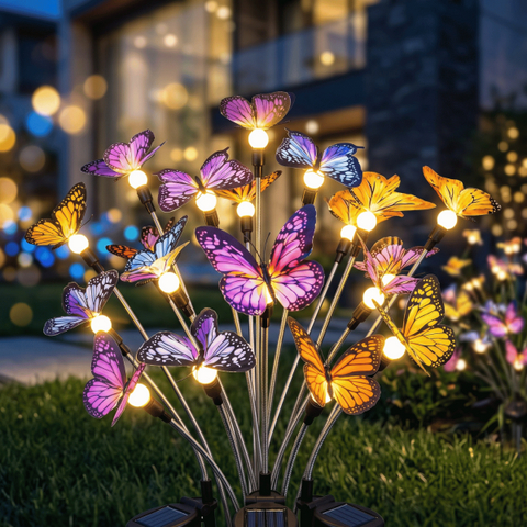 Set of 2 solar butterfly garden lights
