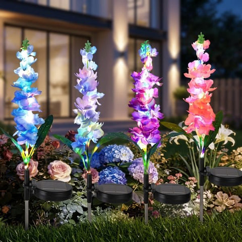 Solar gladiolus flower garden lights set of 2