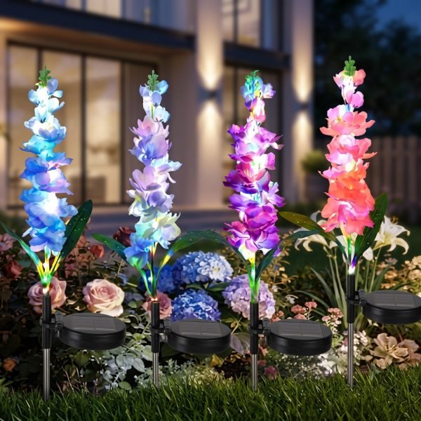 Solar gladiolus flower garden lights set of 2